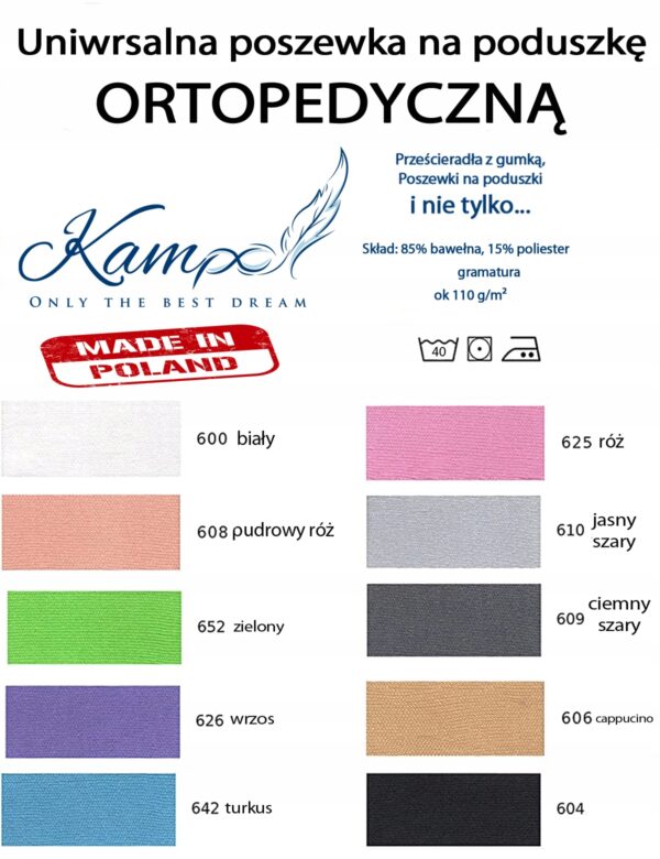 Poszewka Na Poduszkę 30x50 Gumką Uniwersalna Frota 100% Bawełniana WRZOS - Image 3
