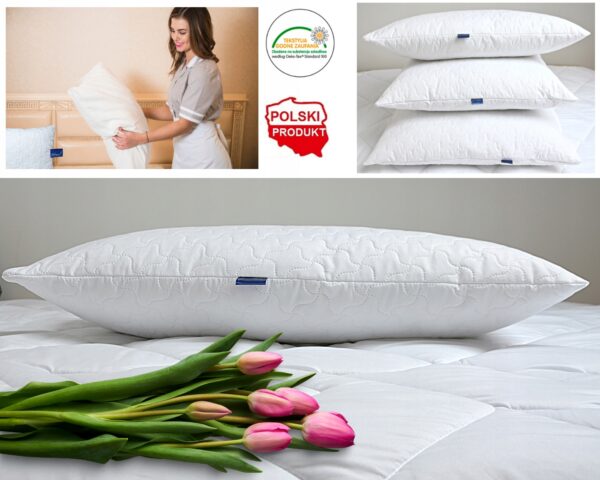 PODUSZKA 70x70 cm do Spania Antyalergiczna Premium DELUX Zamek Biała KamPOL - Image 3
