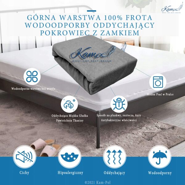 Wodoodporny pokrowiec SZARY !! Frota ZAMEK 60X120