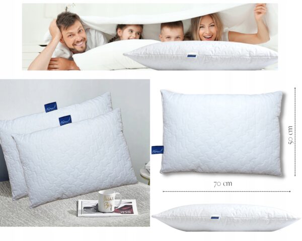 PODUSZKA 70x70 cm do Spania Antyalergiczna Premium DELUX Zamek Biała KamPOL - Image 4