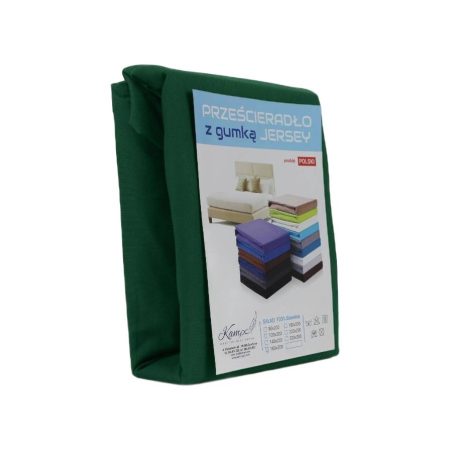 PRZEŚCIERADŁO KAM-POL Z GUMKĄ JERSEY VIP BOK 30CM BAWEŁNA ZIELEŃ BUTELKOWA 70x90