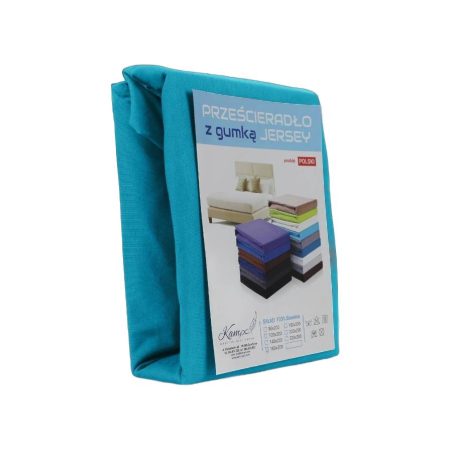 PRZEŚCIERADŁO KAM-POL Z GUMKĄ JERSEY VIP BOK 30CM BAWEŁNIANE TURKUS 60X70
