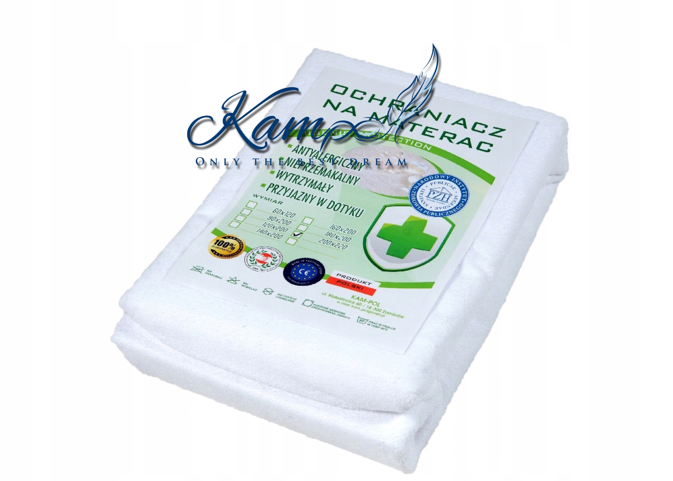 Ochraniacz na materac Kam-Pol nieprzemakalny biały 140x210 cm - obrazek 8