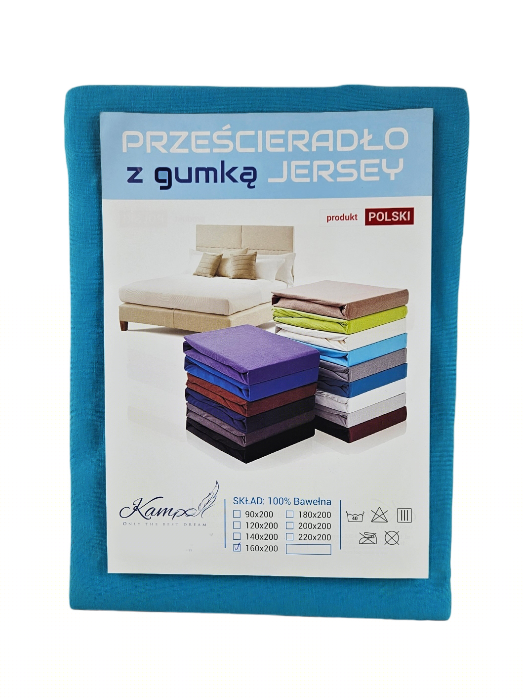 PRZEŚCIERADŁO Z GUMKĄ JERSEY BAWEŁNA PREMIUM NIEBIESKI 90x200 - obrazek 3