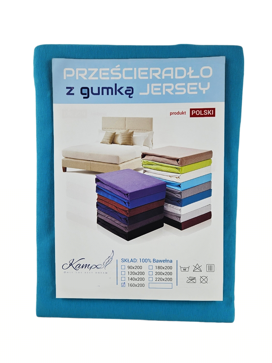 PRZEŚCIERADŁO Z GUMKĄ JERSEY BAWEŁNA PREMIUM NIEBIESKI 180x200 - obrazek 3