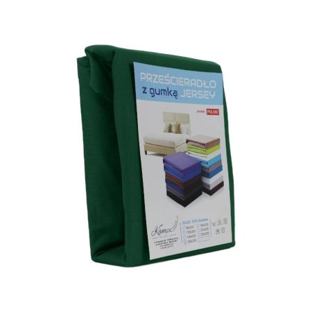 PRZEŚCIERADŁO Z GUMKĄ JERSEY VIP BOK 30CM BAWEŁNA ZIELEŃ BUTELKOWA 80x220