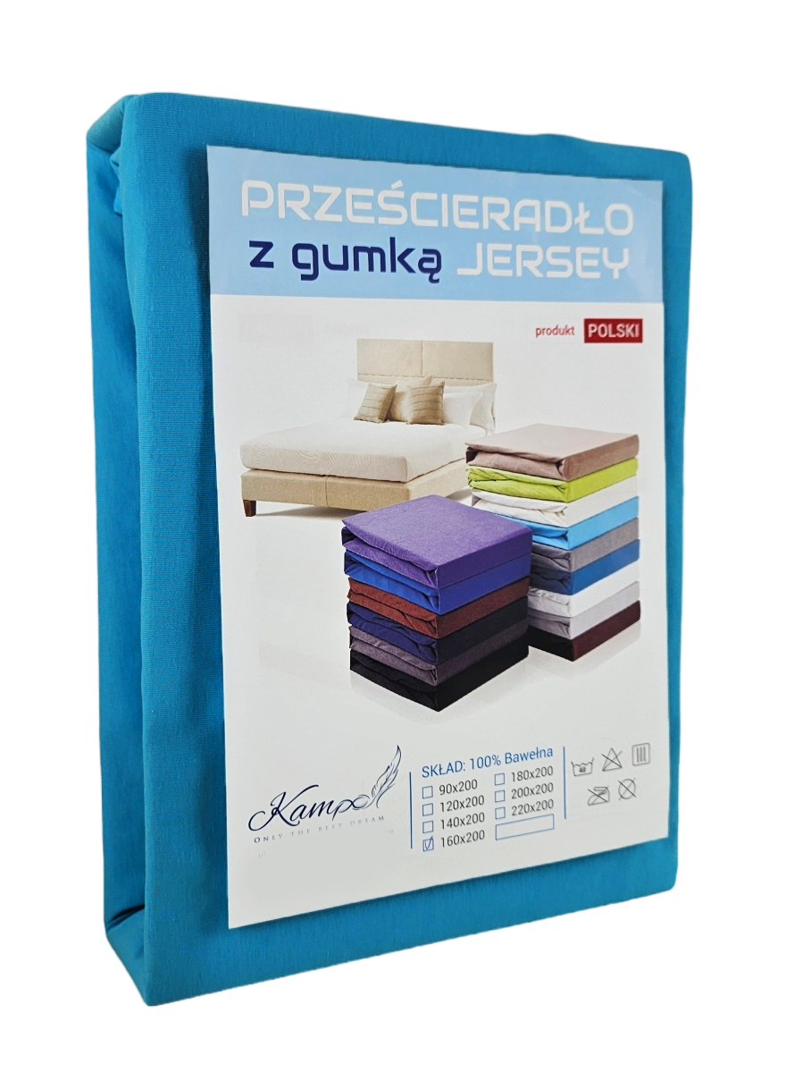 PRZEŚCIERADŁO Z GUMKĄ JERSEY BAWEŁNA PREMIUM NIEBIESKI 160x200 - obrazek 5