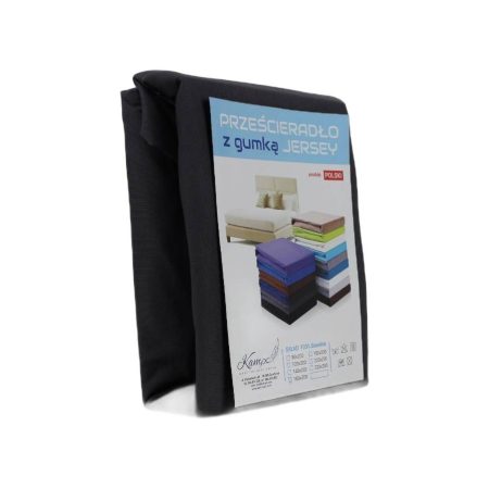 PRZEŚCIERADŁO KAM-POL Z GUMKĄ JERSEY VIP BOK 30CM BAWEŁNIANE CZARNE 60x70