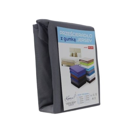 PRZEŚCIERADŁO KAM-POL Z GUMKĄ JERSEY VIP BOK 30CM BAWEŁNA CIEMNY SZARY 90x210