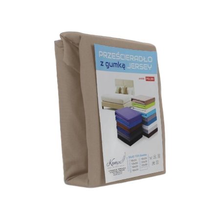 PRZEŚCIERADŁO KAM-POL Z GUMKĄ JERSEY VIP BOK 30CM BAWEŁNIANE CAPPUCINO 70x100
