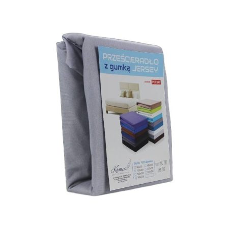PRZEŚCIERADŁO KAM-POL Z GUMKĄ JERSEY VIP BOK 30CM BAWEŁNA JASNY SZARY 70x100