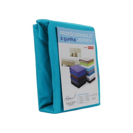 PRZEŚCIERADŁO Z GUMKĄ JERSEY VIP BOK 30CM BAWEŁNIANE TURKUS 120x200