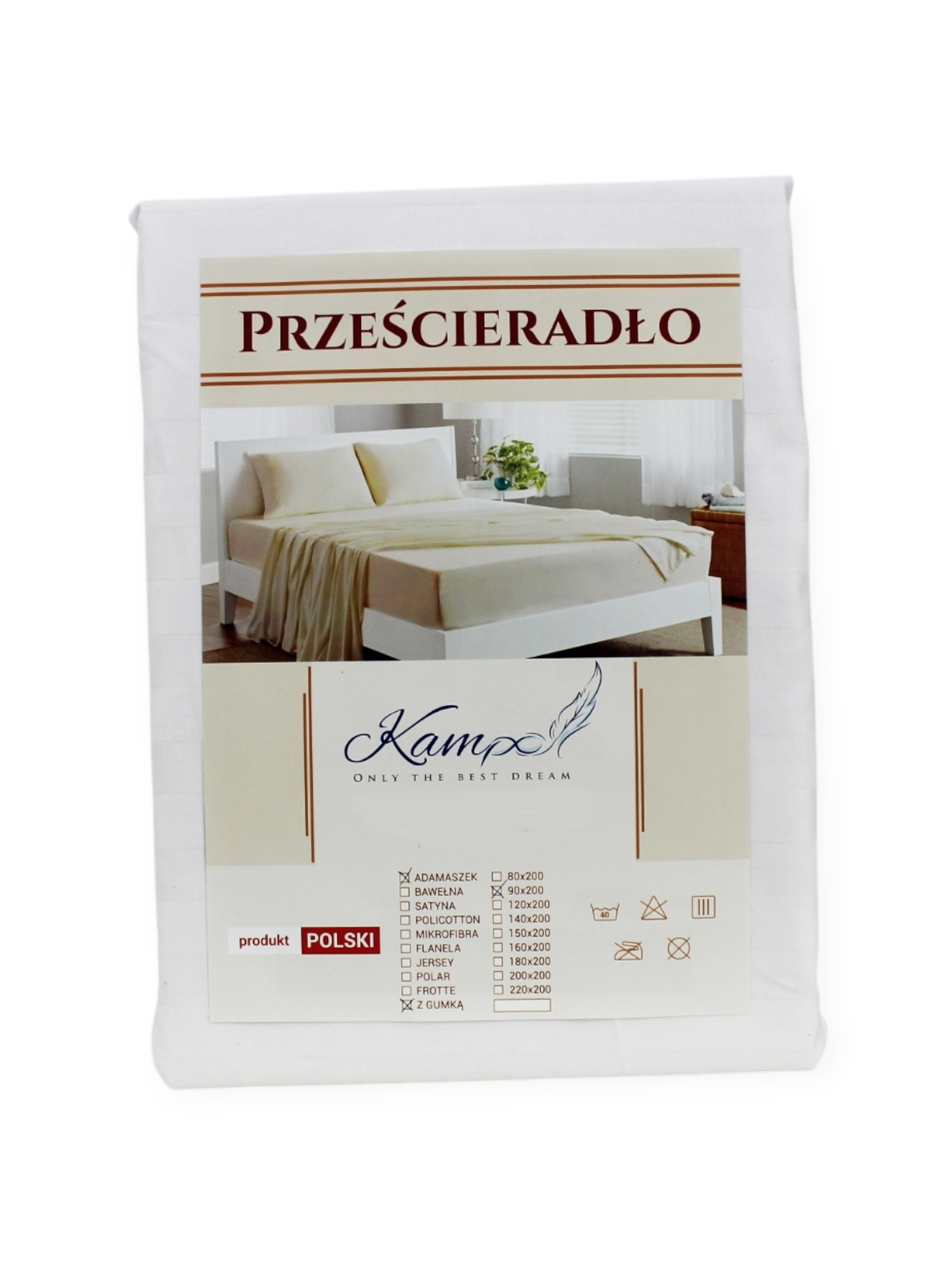 PRZEŚCIERADŁO KAM-POL Z GUMKĄ HOTELOWE ADAMASZEK PASEK 2 CM 220x305