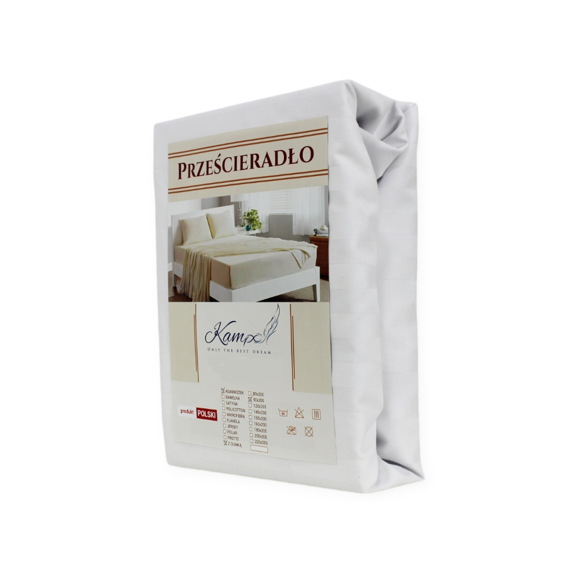 PRZEŚCIERADŁO KAM-POL Z GUMKĄ HOTELOWE ADAMASZEK PASEK 2 CM 70x200 - obrazek 8