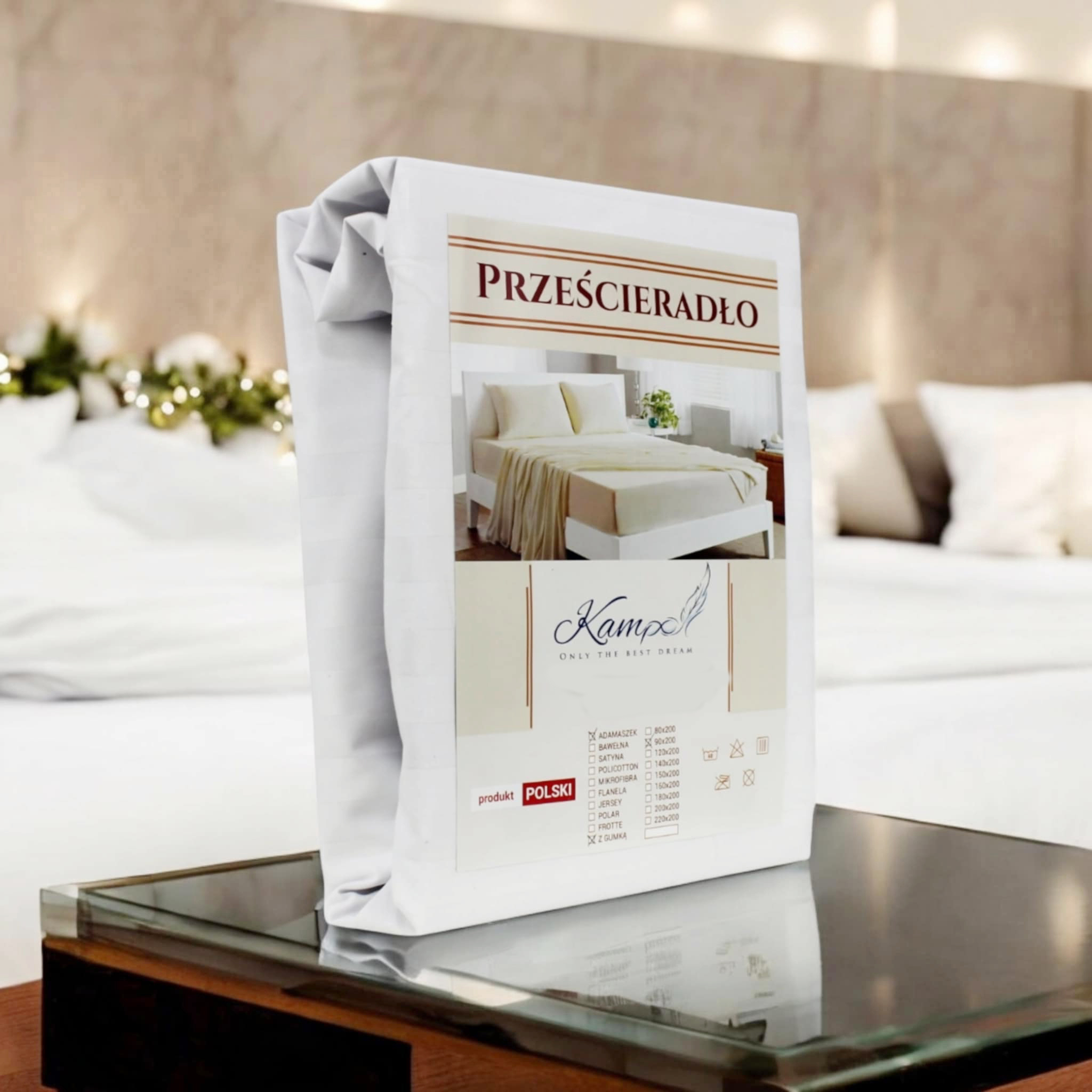 PRZEŚCIERADŁO KAM-POL Z GUMKĄ HOTELOWE ADAMASZEK PASEK 2 CM 60x70 - obrazek 7