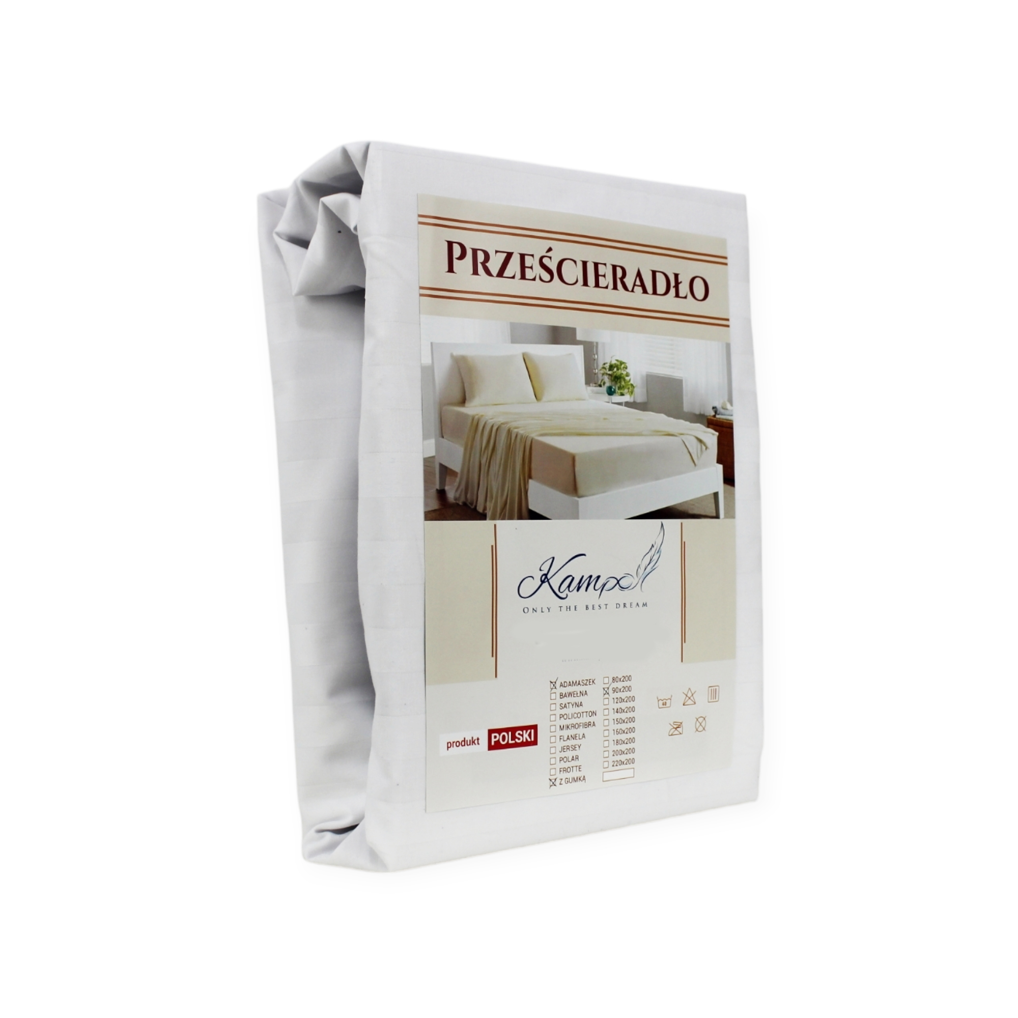 PRZEŚCIERADŁO KAM-POL Z GUMKĄ HOTELOWE ADAMASZEK PASEK 2 CM 200x240 - obrazek 9