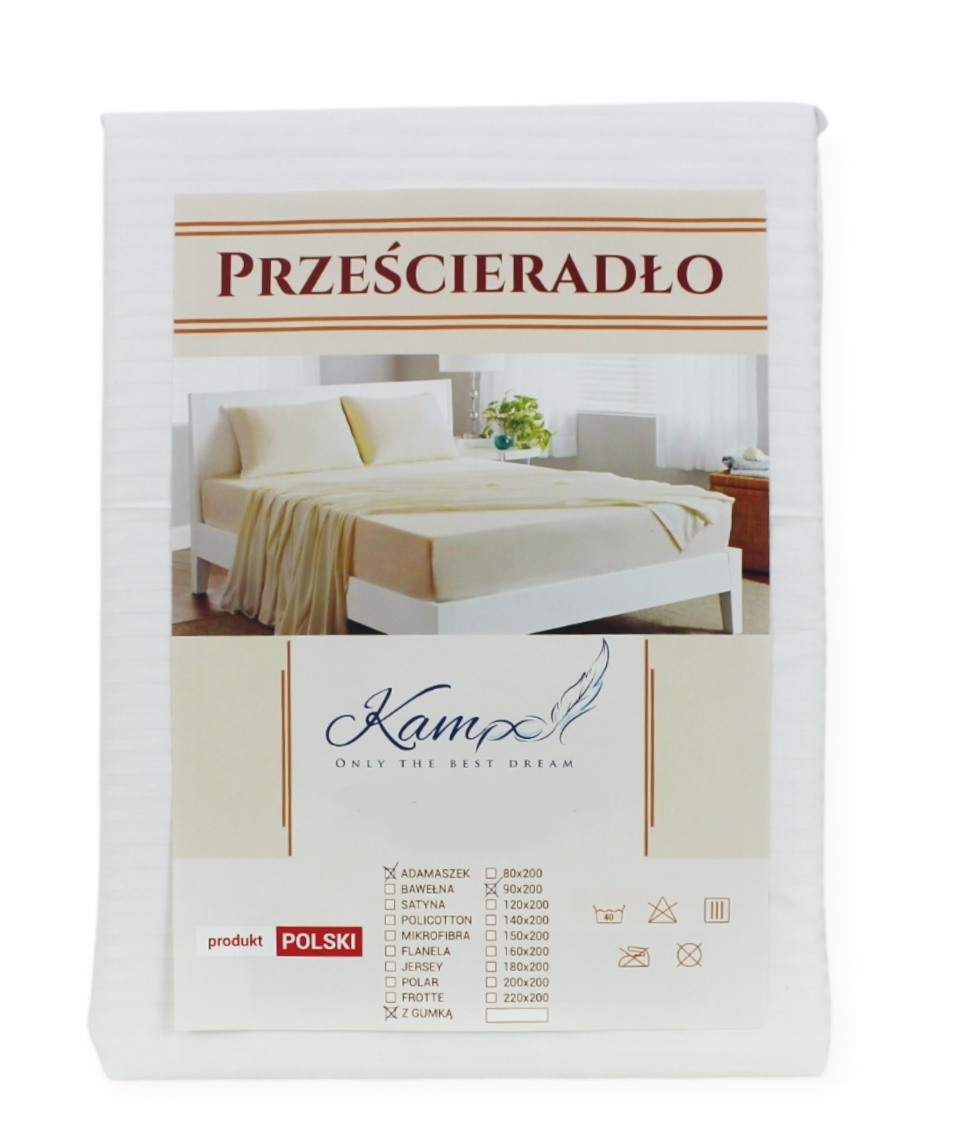 PRZEŚCIERADŁO KAM-POL Z GUMKĄ HOTELOWE ADAMASZEK PASEK 4 MM 240x280 - obrazek 2